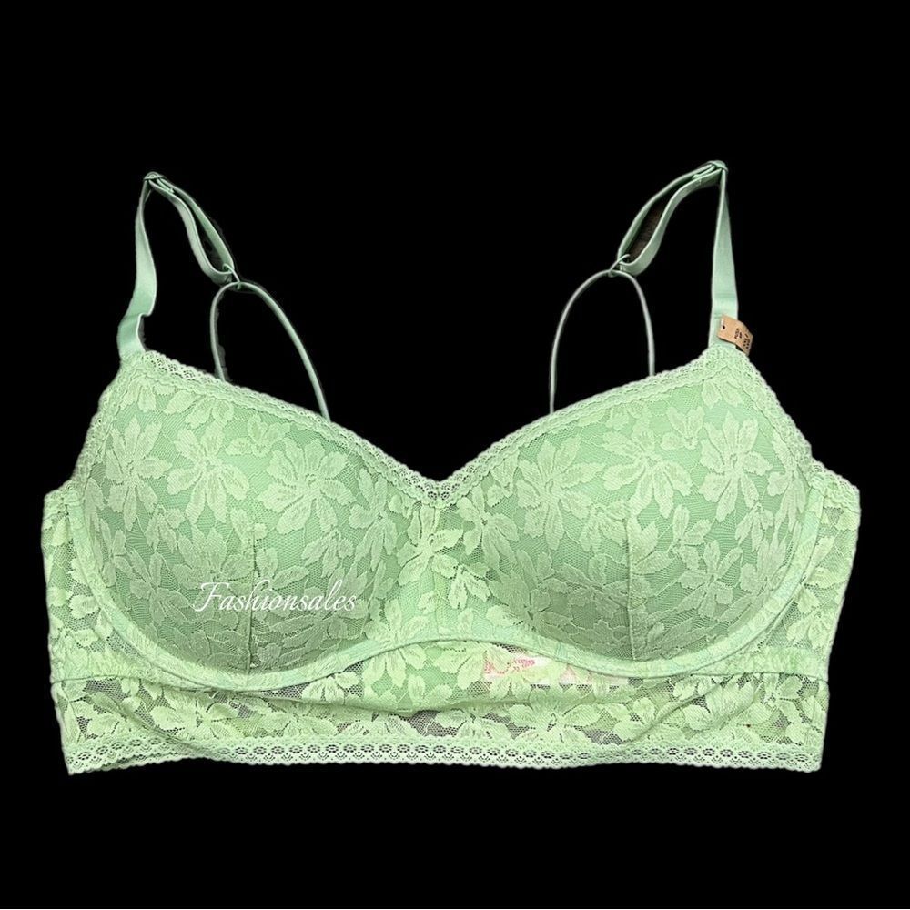 Victoria’s Secret PINK Lace bralette Push up Padded Underwire bra Green XXL - Picture 2 of 3
